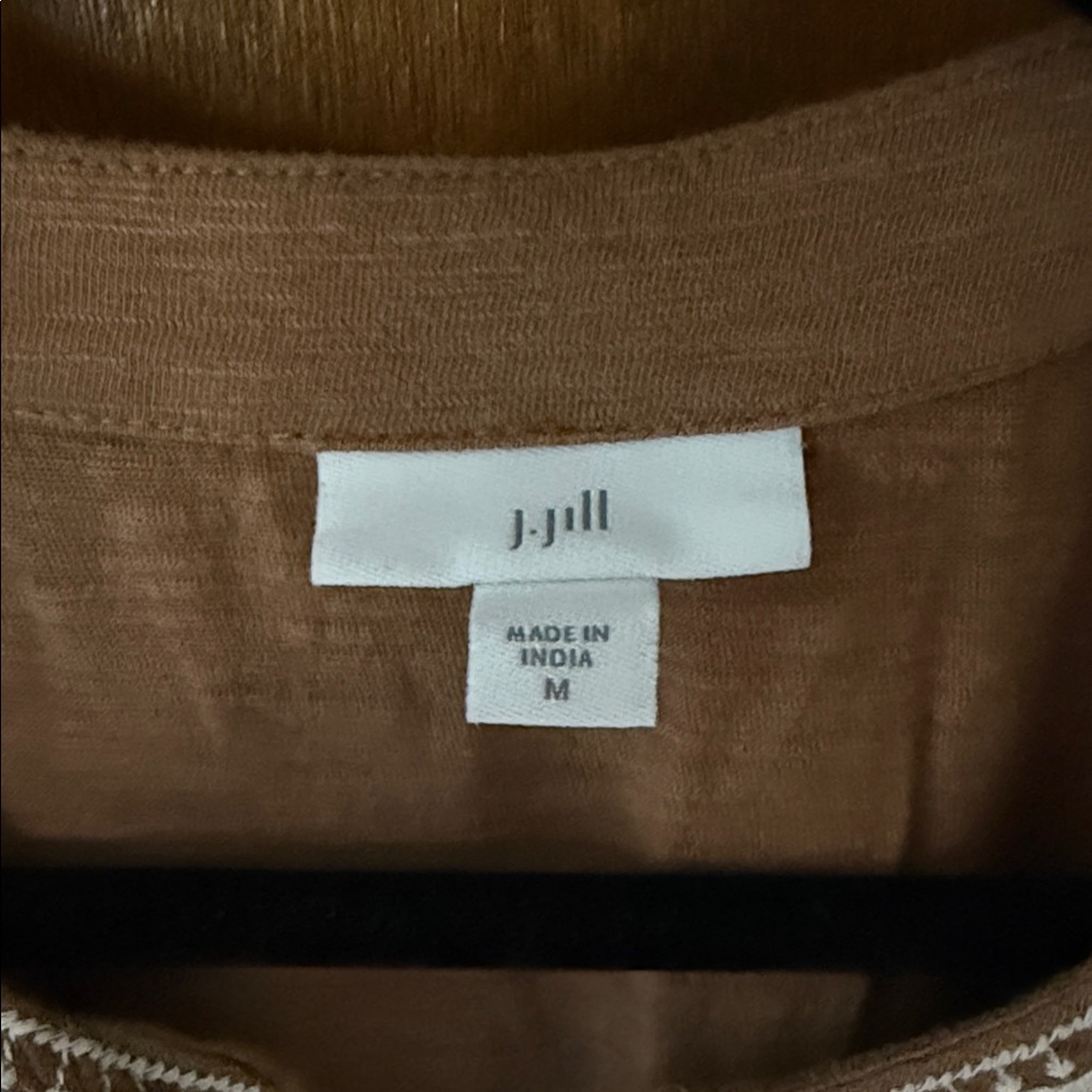 J. Jill Tan Sleeveless Top with White Embroidered Yoke